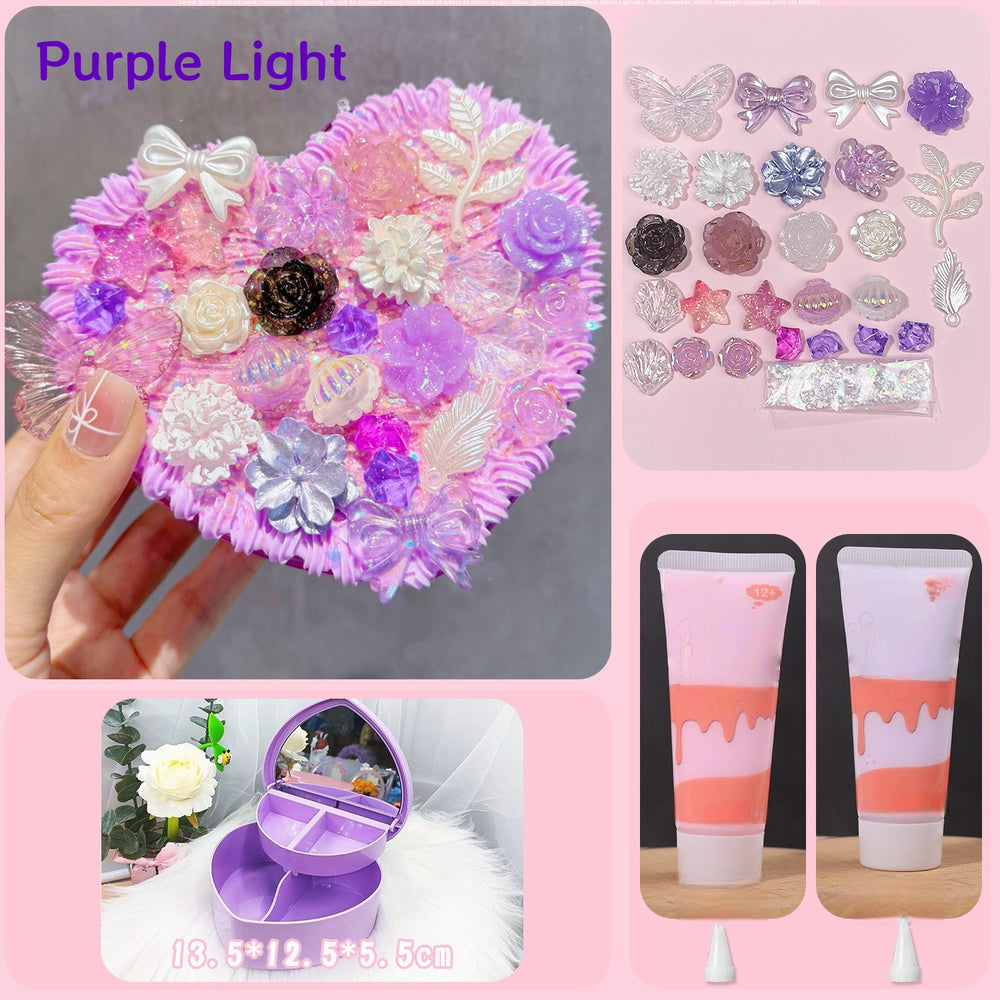 Decoden Cream Glue DIY Baroque Jewelry Box - Cute 2-Layer Heart Storage Case Kit