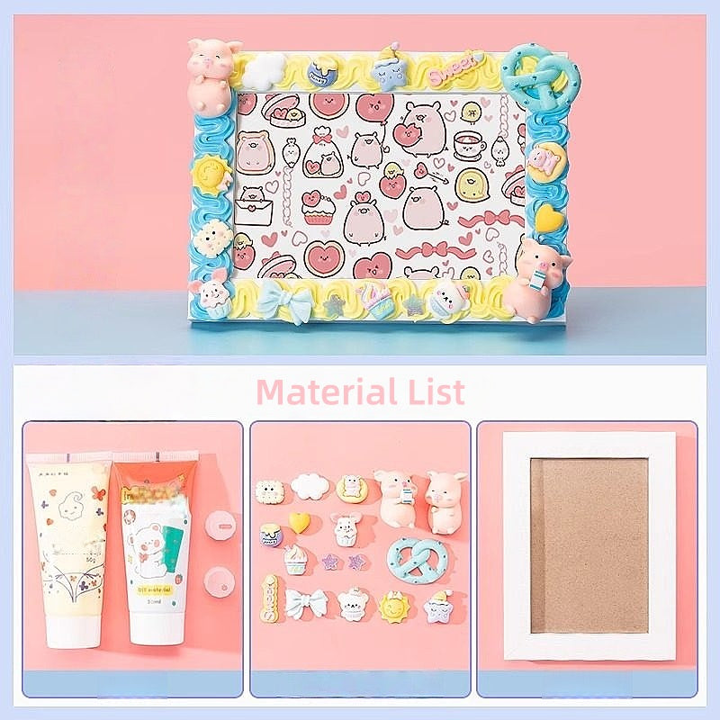 Decoden Cream Glue  DIY  Kawaii - Decoden Photo Frame DIY Kit (Optional 6-Inch Photo Printing Service)