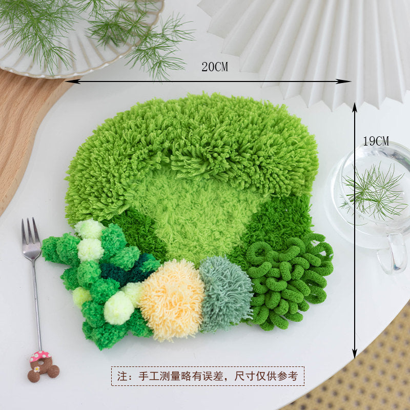 Moss Coaster DIY Kit – Textured Yarn Craft with Grid Canvas