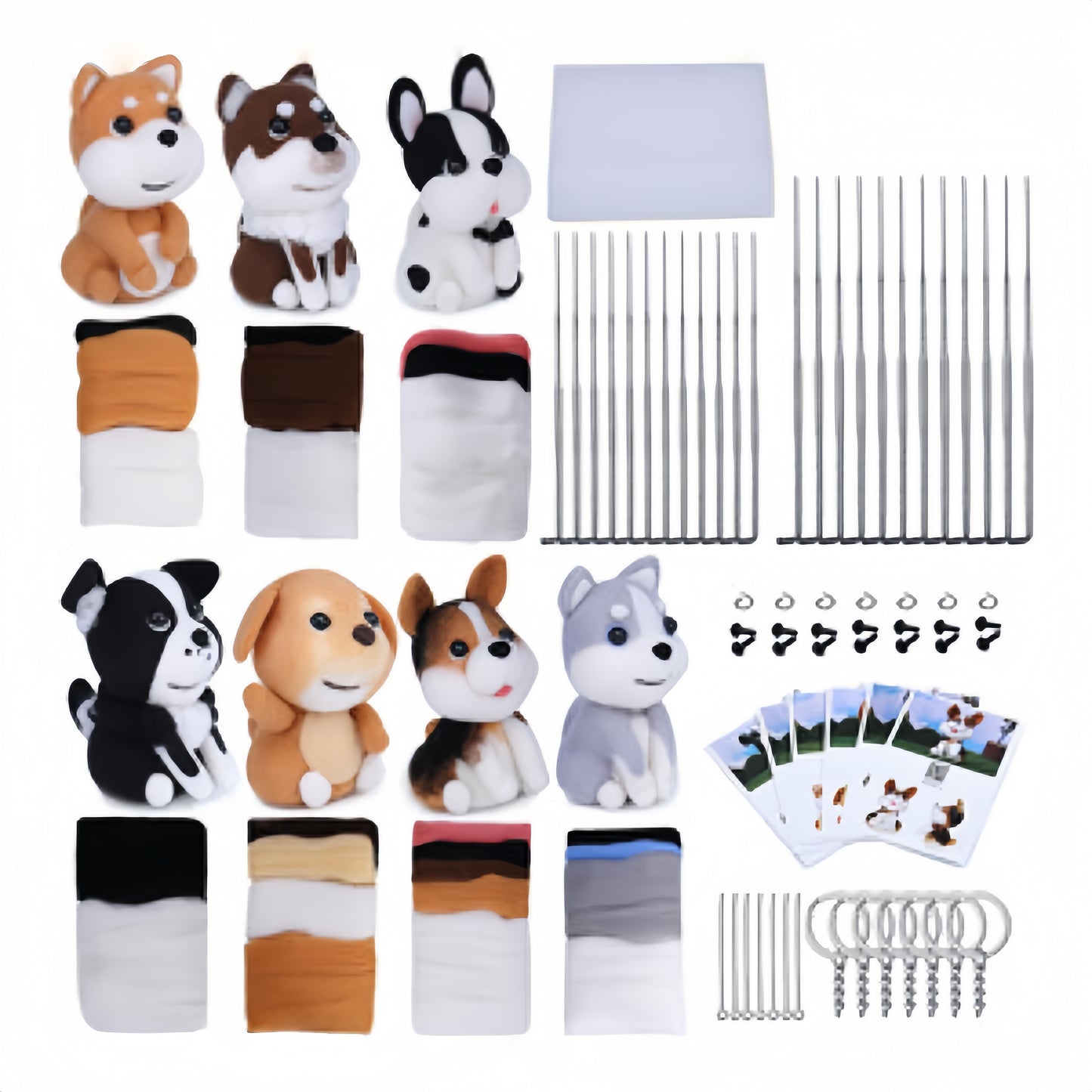 DIY Needle Felting Kit for Beginners - Cute Pet Animals - Wool Craft Dog & Cat Miniature