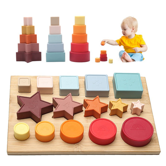 Montessori Stacking Cups Toys,Fun Educational Soft Silicone Toys