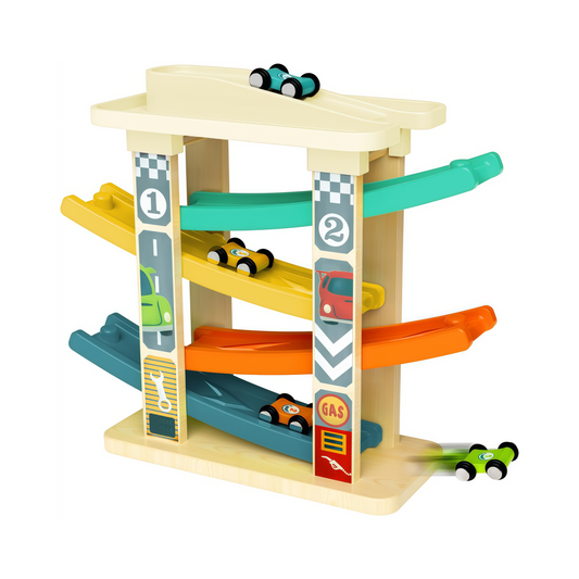 Wooden Multi - Level Ramp Racer Toy Set