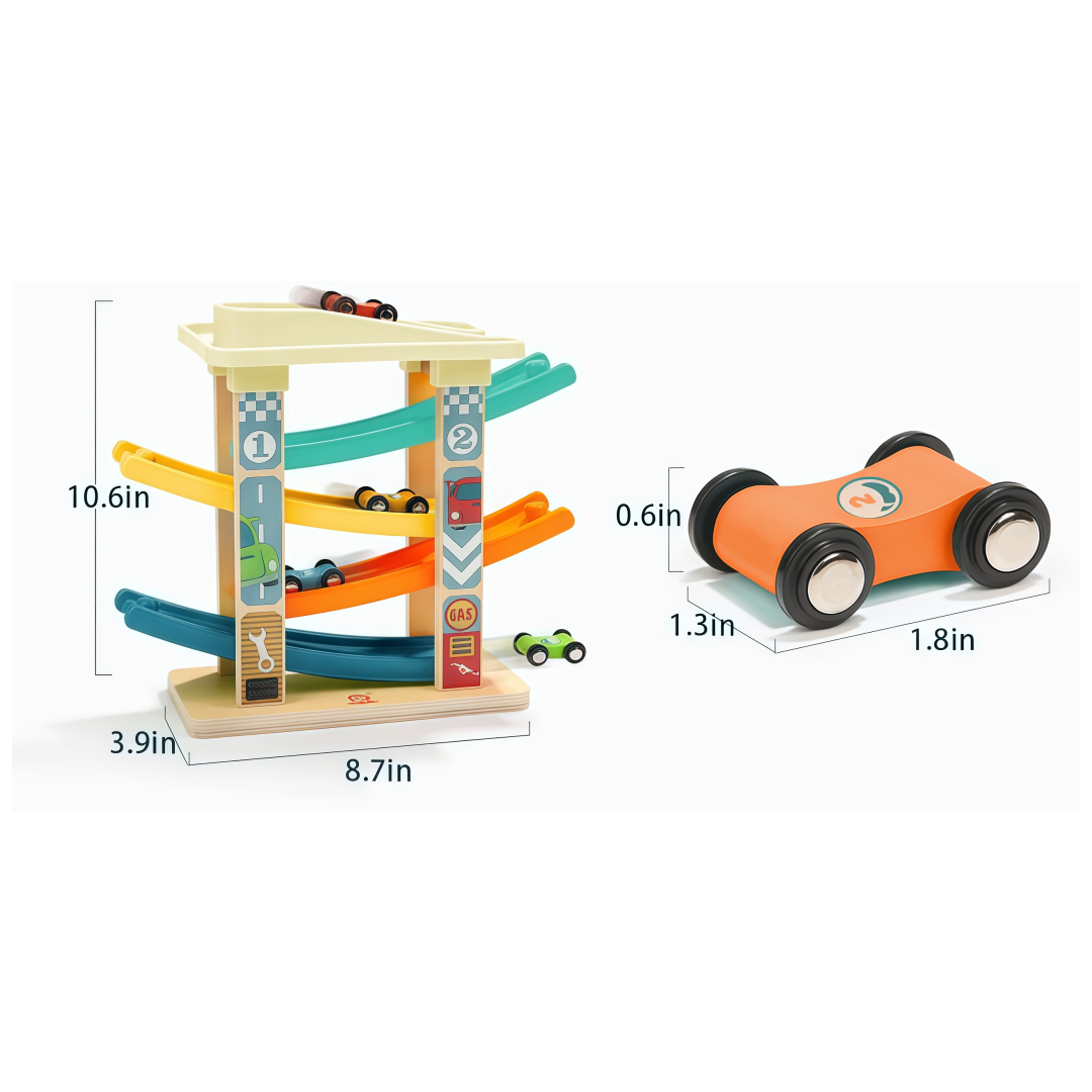 Wooden Multi - Level Ramp Racer Toy Set
