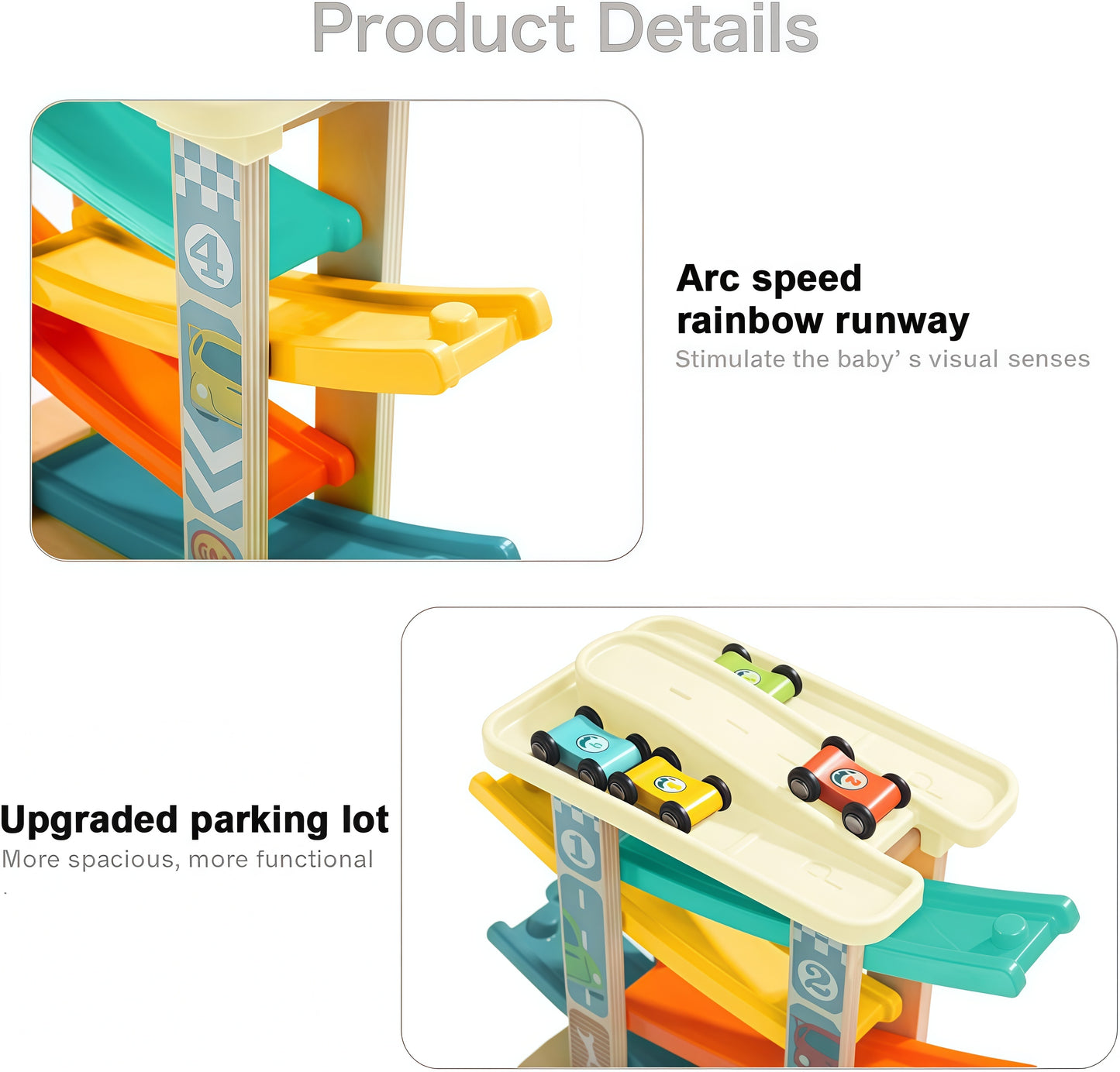 Wooden Multi - Level Ramp Racer Toy Set