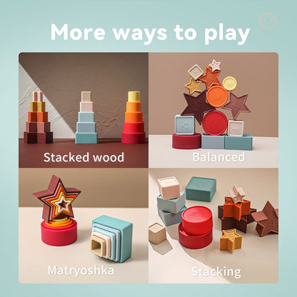 Montessori Educational Soft Silicon Stacking Cups Toys