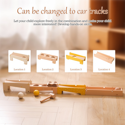 Montessori Wooden Hammering & Rolling Ball Track Toy Set