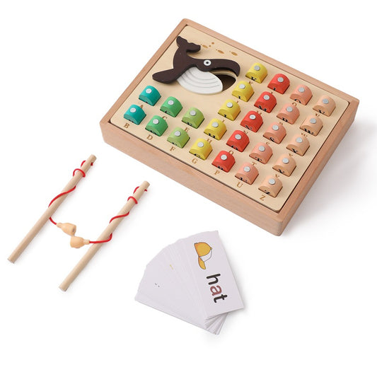 Wooden Magnetic Fishing Game, ABC Alphabet Color Sorting Puzzle, Montessori