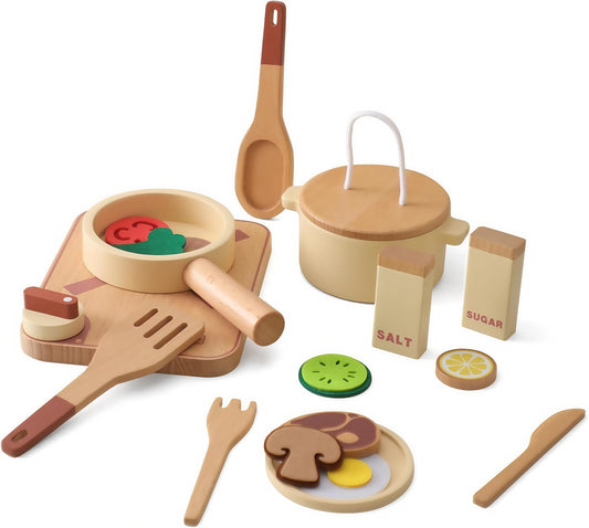 Kitchen Set for Kids Wooden Play Kitchen Accessories Toddler Pretend Baking Cooking Playset