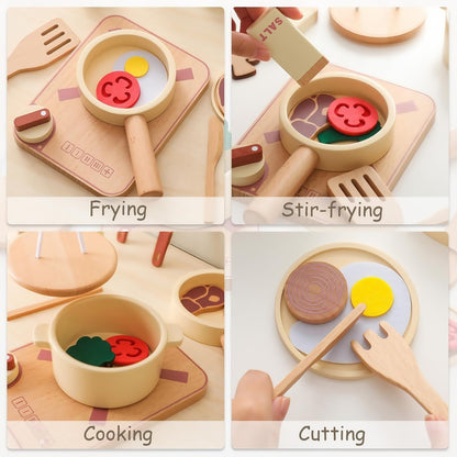 Wooden  Baking Cooking Pretend - Play Kitchen Set