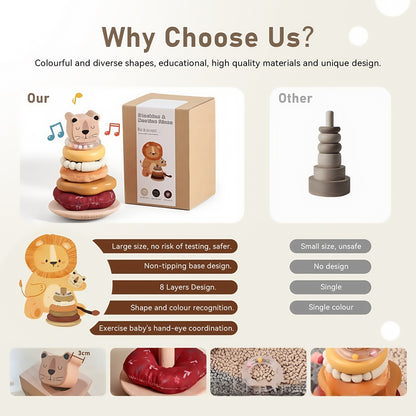 Wooden Animal Stacking Toy (Lion- Themed)