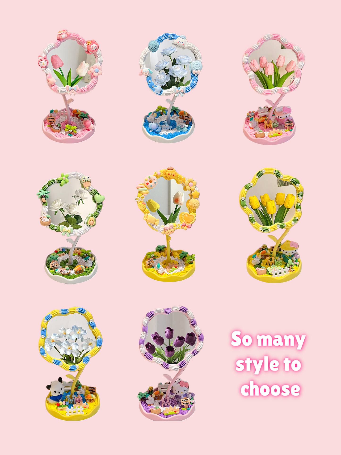 Cream Glue Flower Mirror DIY Kit (Oversized 360° Rotating Mirror)